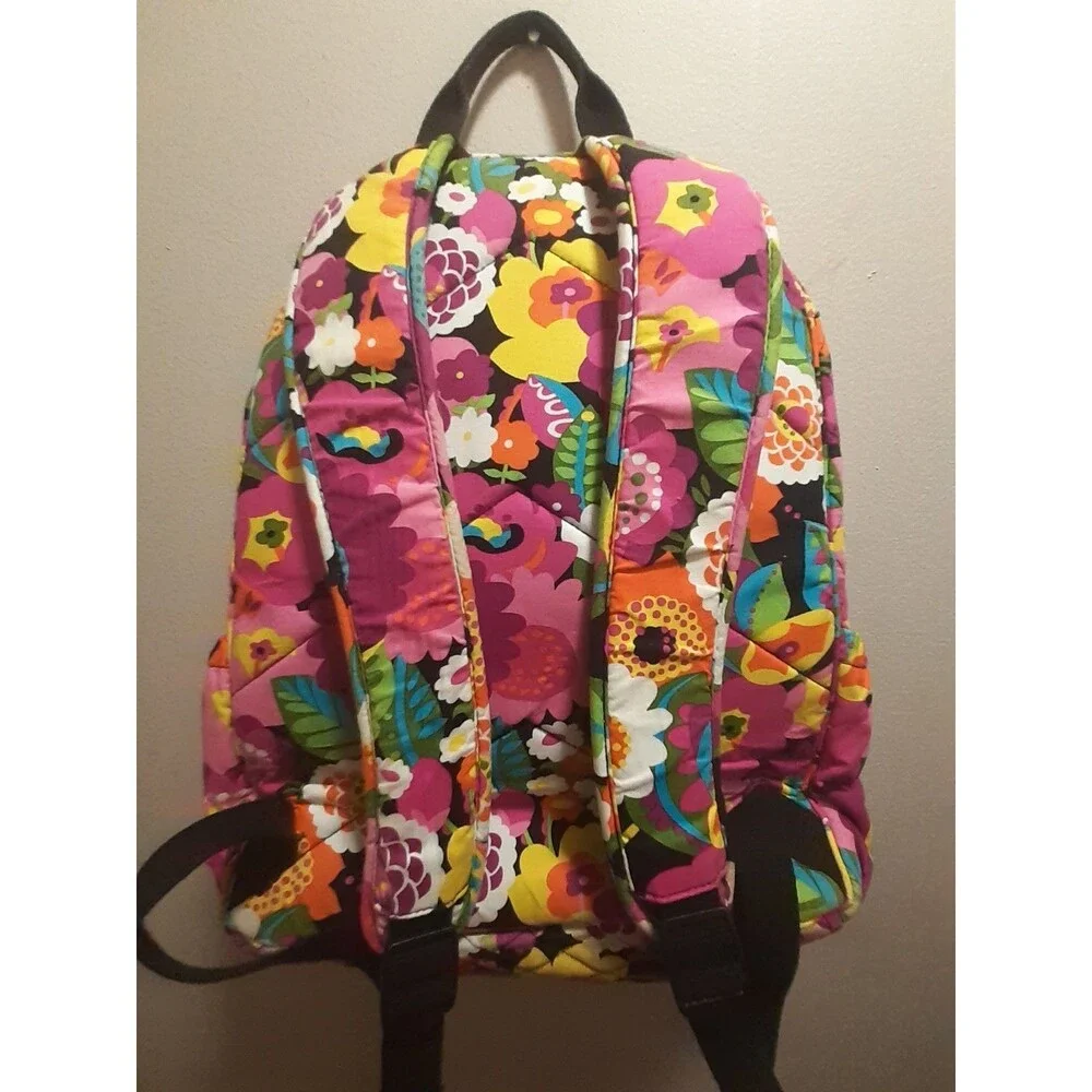 Vera Bradley Quilted Floral Backpack Multicolor Zip Adjustable Straps Top Handle